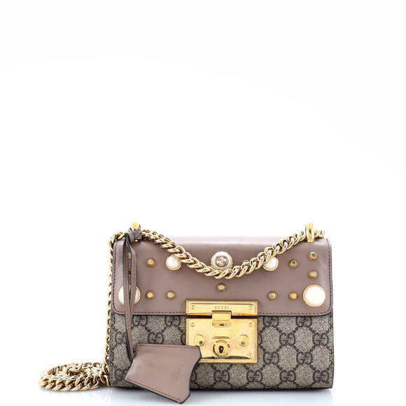 Gucci Pearly Padlock Shoulder Bag Gg #185514G82B - Picture 1 of 10